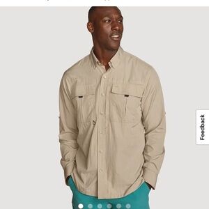 Eddie‎ Bauer Men's UPF Guide 2.0 Long-Sleeve Shirt Brown NWT